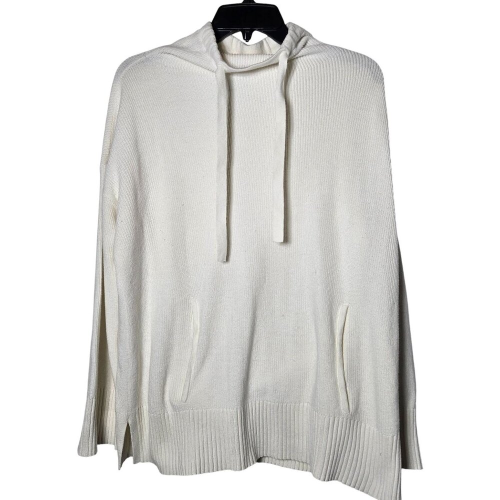 T By Talbots Womens White Knit‎ Cowl Neck Sweater Size Large Minimalist Coastal